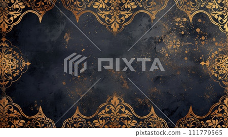 Islamic Gold Pattern on Dark Background 111779565