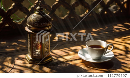 Ramadan Lantern and Crescent Moon Ramadan Lantern and Crescent Moon 111779597
