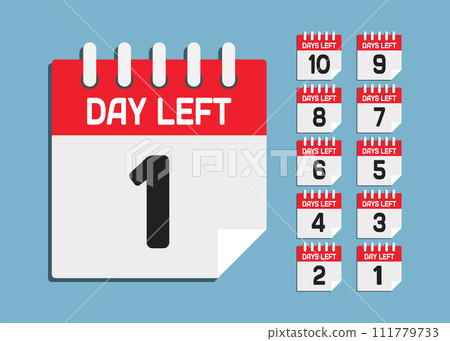 Countdown daily page calendar icon - 1 day left 111779733