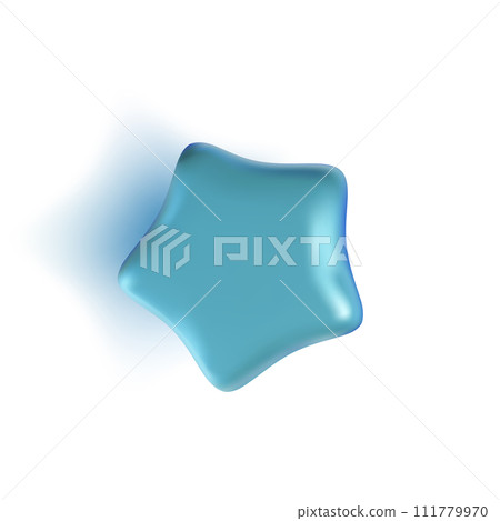 3d Shiny Blue Star Cartoon Style Ui Graphic Design Isolated on a White Background. Vector illustration 111779970