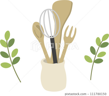 Kitchen supplies stored in containers Kitchen supplies stored in containers 111780150