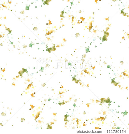 Watercolor stains and splashes, brush stroke. Abstract seamless pattern on white background. Watercolor hand drawn illustration, background for your fabric, wrapping paper, cover, textile. Isolated 111780154