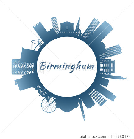 Birmingham skyline with colorful buildings. 111780174