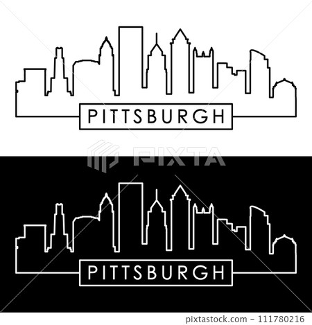 Pittsburgh skyline. Linear style. 111780216