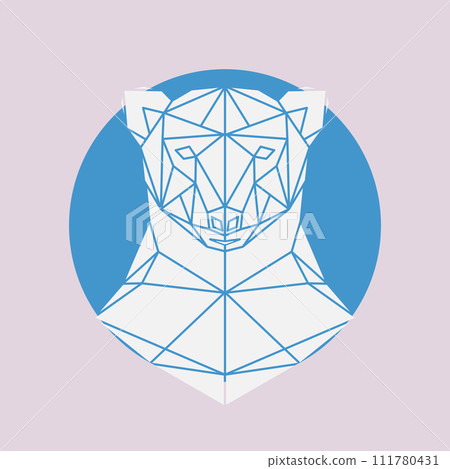 Polar bear head geometric lines silhouette 111780431