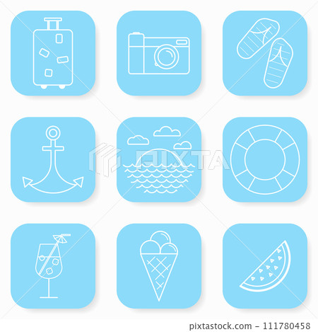 Summer and travel icons set. Summer and travel icons set. 111780458