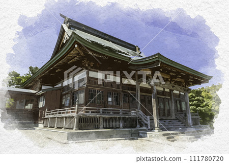 Watercolor style Joetsu Honganji Kokufu Betsuin main hall Joetsu City, Niigata Prefecture Watercolor style Joetsu Honganji Kokufu Betsuin main hall Joetsu City, Niigata Prefecture 111780720