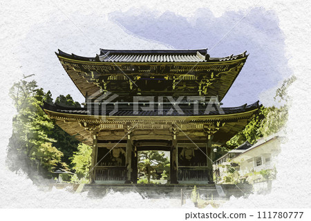 水彩風格上越林仙寺三門門 新潟縣上越市 水彩風格上越林仙寺三門門 新潟縣上越市 111780777