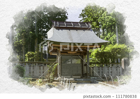 水彩風格上越林仙寺索門 新潟縣上越市 水彩風格上越林仙寺索門 新潟縣上越市 111780838
