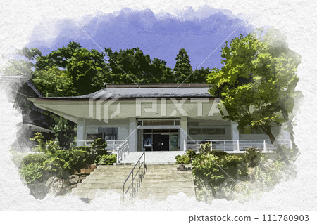 Watercolor style Joetsu Rinsenji Treasure Museum Joetsu City, Niigata Prefecture 111780903