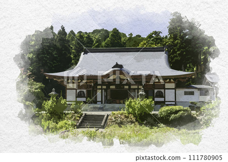 Watercolor style Joetsu Rinsenji Main Hall Joetsu City, Niigata Prefecture 111780905