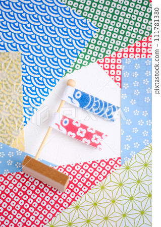 Colorful Japanese patterns and Children's Day 111781380