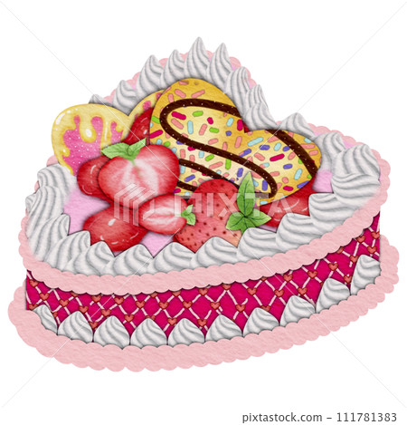 Heart shaped Valentine's Day cake 111781383