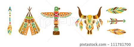 Ethnic Indian Symbol and Tribal Object Vector Set Ethnic Indian Symbol and Tribal Object Vector Set 111781700
