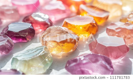 Bright gems on a white background 111781783