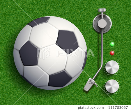 Soccer ball with music vinyl player 111783067