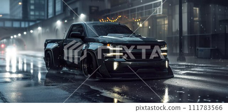 Extreme pickup Truck car standing on a road 111783566