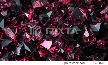 Many small ruby diamond stones, luxury background shallow depth of field 111783603