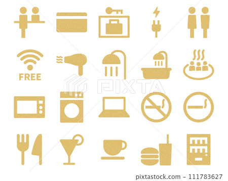 Set of accommodation icons_cork pattern 111783627