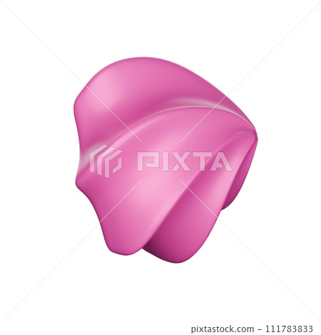 Whipped cream pink 3D rendering on white background have work path 111783833