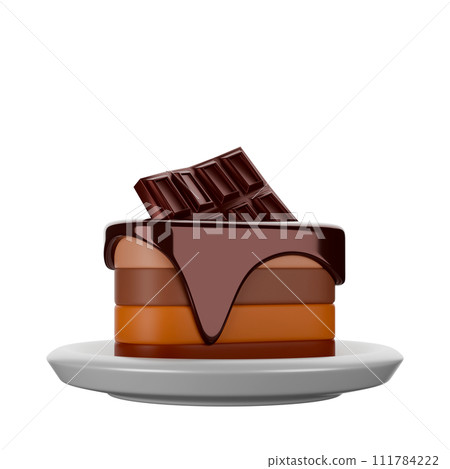 Chocolate Cake 3D rendering on white background have work path. 111784222