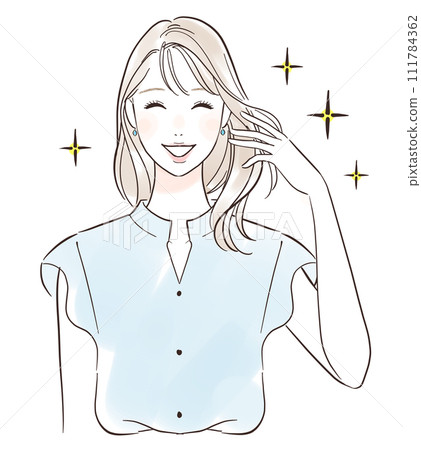 A woman who is happy with smooth hair A woman who is happy with smooth hair 111784362