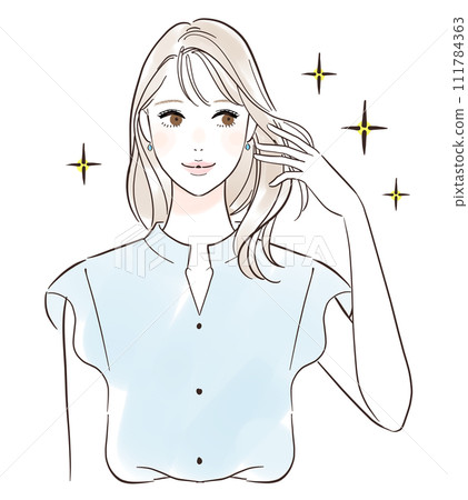 擁有光滑頭髮的女人 擁有光滑頭髮的女人 111784363