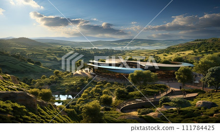 Beautiful landscape of Vineyards in European region in summer season comeliness 111784425