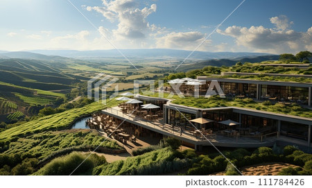Beautiful landscape of Vineyards in European region in summer season comeliness 111784426