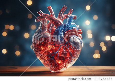 model of the human heart with vessels and arteries. Generate Ai model of the human heart with vessels and arteries. Generate Ai 111784472