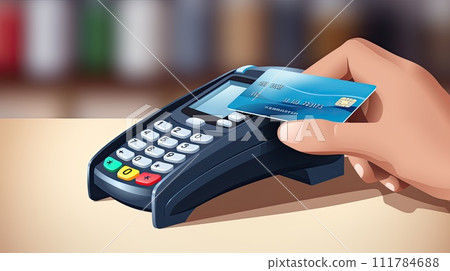 Contactless payment by bank card in the store.... - Stock Illustration ...