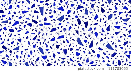 Blue terrazo ceramic tile pattern or terazo mosaic background for terazzo marble stone floor texture. Terrazzo marble broken pieces or blue stone pieces mosaic for floor interior tile background 111785063
