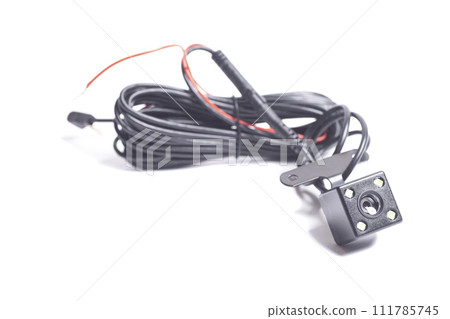 car rear view camera for parking assistance isolated on white background. 111785745