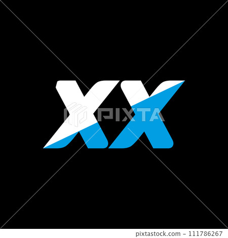 XX letter logo design on black background. XX creative initials letter logo concept. XX icon design. XX white and blue letter icon design on black background. X X XX letter logo design on black background. XX creative initials letter logo concept. XX icon design. XX white and blue letter icon design on black background. X X 111786267