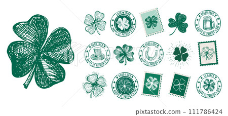 St. Patrick's Day set. Hand drawn illustrations	 111786424