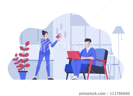Referral marketing concept with cartoon people in flat design for web. Woman and man inviting audience online to join referral program. Vector illustration for social media banner, marketing material. Referral marketing concept with cartoon people in flat design for web. Woman and man inviting audience online to join referral program. Vector illustration for social media banner, marketing material. 111786680