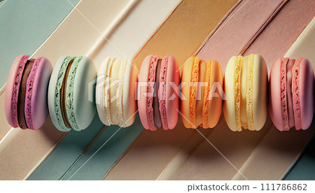 Sweet colorful macarons . Tasty colourful macaroons. 111786862