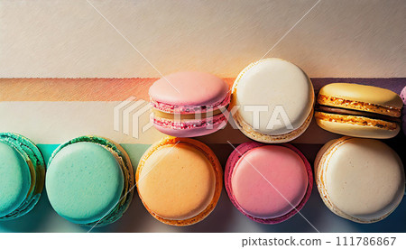 Sweet colorful macarons . Tasty colourful macaroons. 111786867