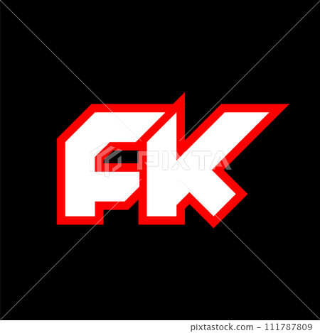 FK logo design, initial FK letter design with sci-fi style. FK logo for game, esport, Technology, Digital, Community or Business. F K sport modern Italic alphabet font. Typography urban style fonts. 111787809