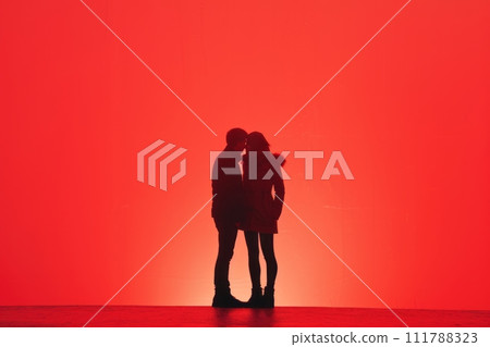 AI-generated content. Abstract Love: Watercolor Illustration of a Couple 111788323