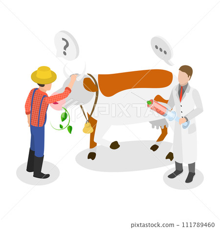 3D Isometric Flat Vector Illustration of Farm Veterinary Doctor. Item 2 3D Isometric Flat Vector Illustration of Farm Veterinary Doctor. Item 2 111789460