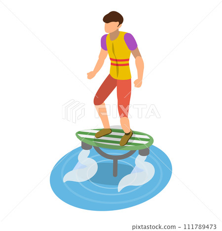 3D Isometric Flat Vector Illustration of Extreme Water Sports. Item 3 111789473