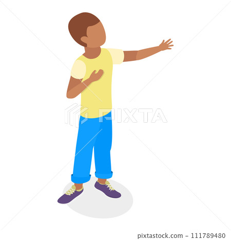 3D Isometric Flat Vector Set of Singing Children. Item 2 3D Isometric Flat Vector Set of Singing Children. Item 2 111789480
