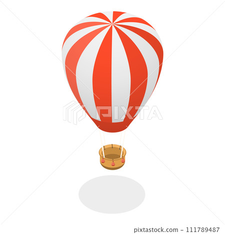3D Isometric Flat Vector Set of Airships. Item 1 111789487