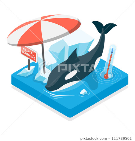 3D Isometric Flat Vector Illustration of Global Warming. Item 1 3D Isometric Flat Vector Illustration of Global Warming. Item 1 111789501