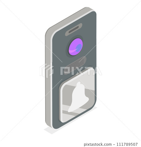 3D Isometric Flat Vector Set of Intercom Equipment Items. Item 1 111789507