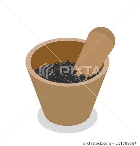 3D Isometric Flat Vector Set of Black Pepper. Item 3 3D Isometric Flat Vector Set of Black Pepper. Item 3 111789584
