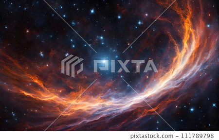 A sweeping view of the cosmos, stars streaking across the celestial void 111789798