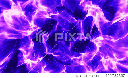 Background of purple flames approaching while rotating 111789867
