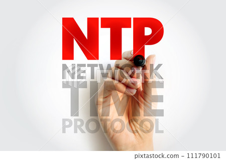 NTP Network Time Protocol - networking protocol for clock synchronization between computer systems over packet-switched, variable-latency data networks, acronym text concept background NTP Network Time Protocol - networking protocol for clock synchronization between computer systems over packet-switched, variable-latency data networks, acronym text concept background 111790101